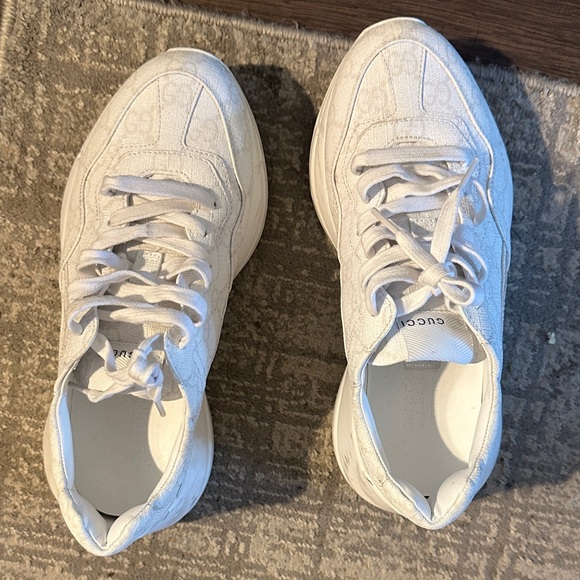 Gucci Shoes - Gucci Ivory Lace-Up Sneakers